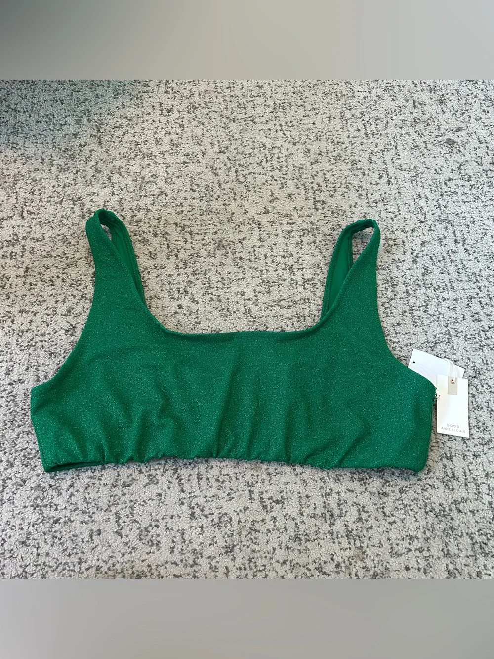 NWT Good American Summer Green Metallic Square Neck Bikini Top Size 4XL